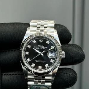 Datejust Black Dial with Diamond Markers   Fluted Bezel  Jubilee Bracelet