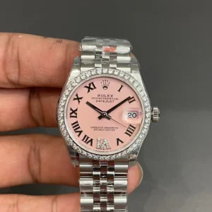 Datejust Pink Dial with Roman Numerals   Diamond Bezel  Jubilee Bracelet