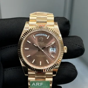 Day Date 40mm Everose Gold Chocolate Dial   Index Markers  President Bracelet