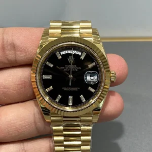 Iconic Day Date 40 Black Sunray Diamond Dial   18K Yellow Gold Luxury Edition