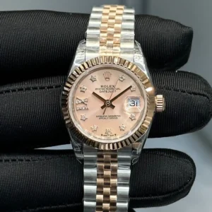 Lady Datejust 28mm Two Tone Everose Gold   Sundust Dial with Star Diamond Markers