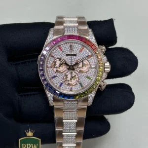 Rolex Daytona 116595RBOW Rainbow Bezel Everose Gold Pave Diamond Dial