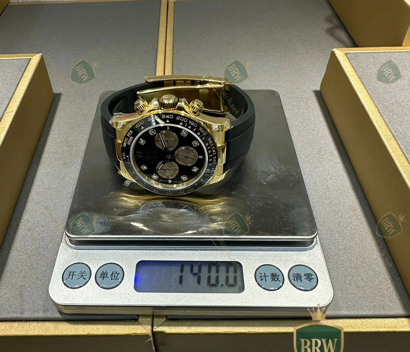 Rolex Daytona Yellow Gold Diamond Dial Oysterflex Watch - Image 5