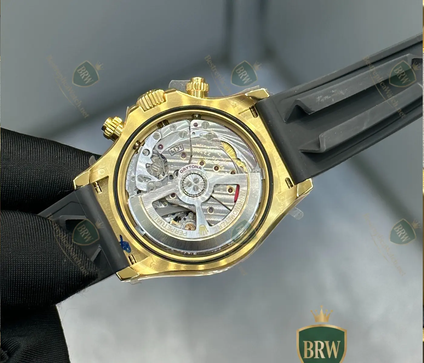 Rolex Daytona Yellow Gold Diamond Dial Oysterflex Watch - Image 6